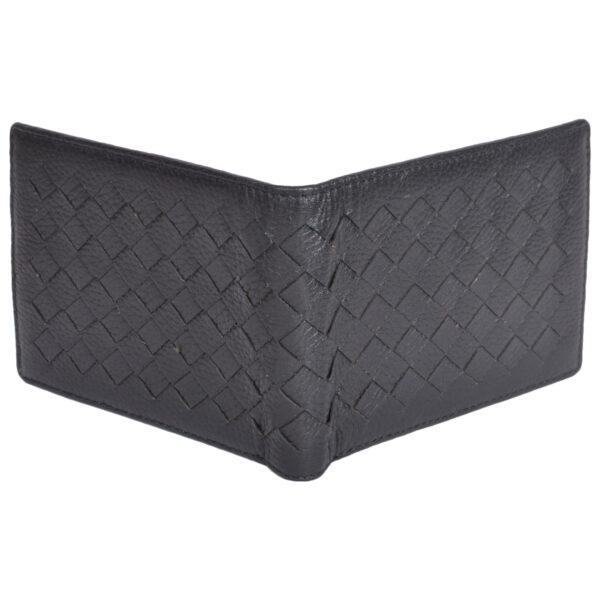 Genuine Leather Woven Design Black Unisex Wallet back