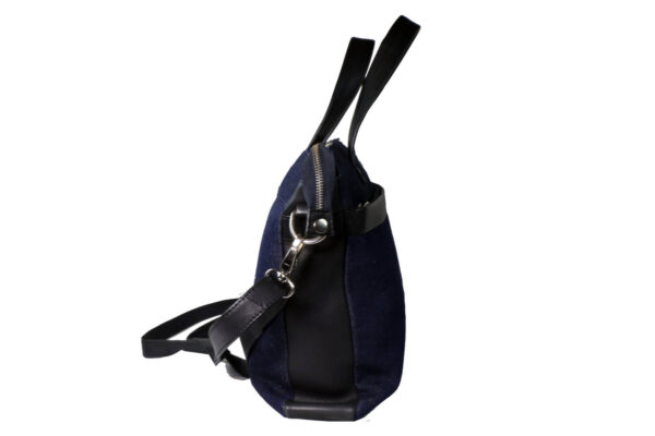 denim blue hand messenger bag side
