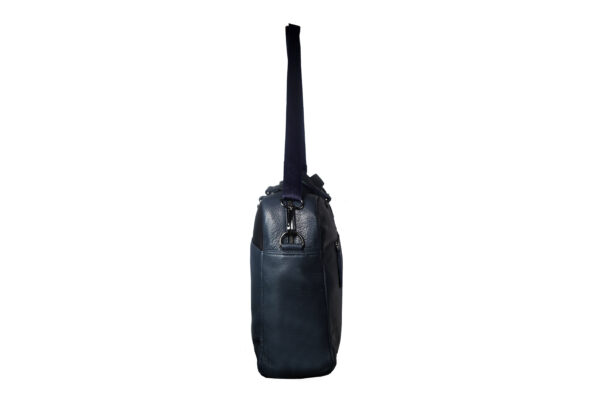 unisex navy black hand messenger bag side