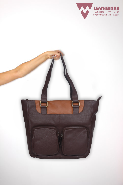 Beige Dark Brown Handbag LMN_HANDBAG_B_181_BEIGE_DBROWN_BC5645