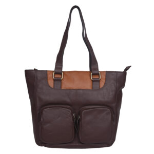Beige Dark Brown Handbag LMN_HANDBAG_B_181_BEIGE_DBROWN_BC5645