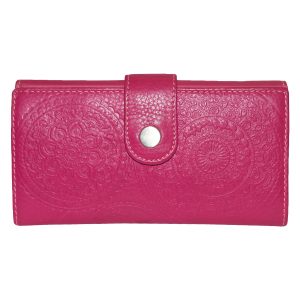 Genuine Leather Pink Women's Wallet 11 Card Slots