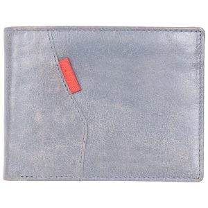 Unisex Casual Grey Genuine Leather Wallet (3 Card Slots)