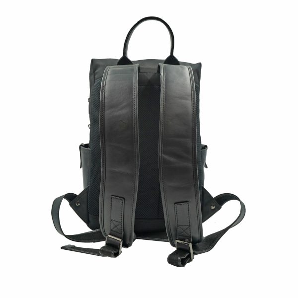 Genuine Leather and Nylon Unisex Black Backpack - Leatherman Fashion ...