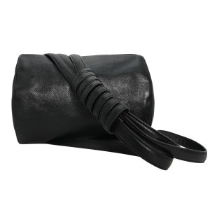 Genuine Leather Women Small Black Duffel Bag 2028